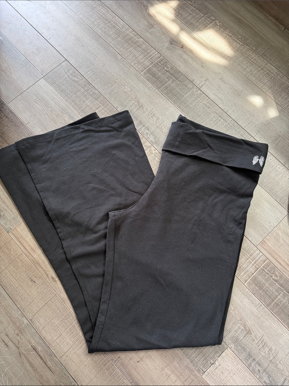 Victoria's Secret Black Fold-Over Waist Flare Yoga Pants